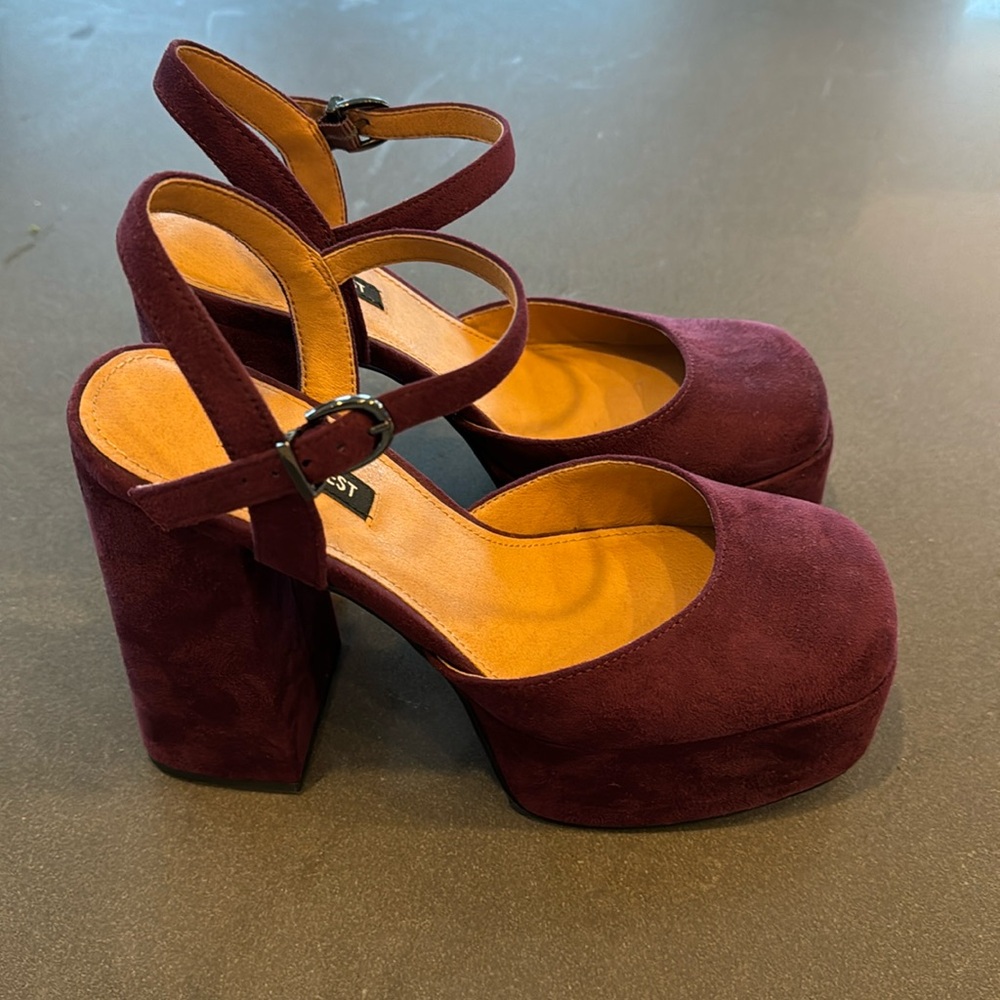 Nine West Stacie Platform Pump-Purple Microsuede